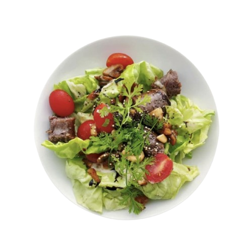 top view of a spring salad on a plate